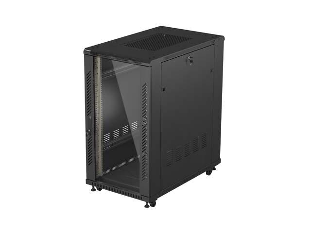 Lanberg Rack Cabinet 19" Free-Standing 22U/600X1000 (FlAT Pack) With Glass Door Black
