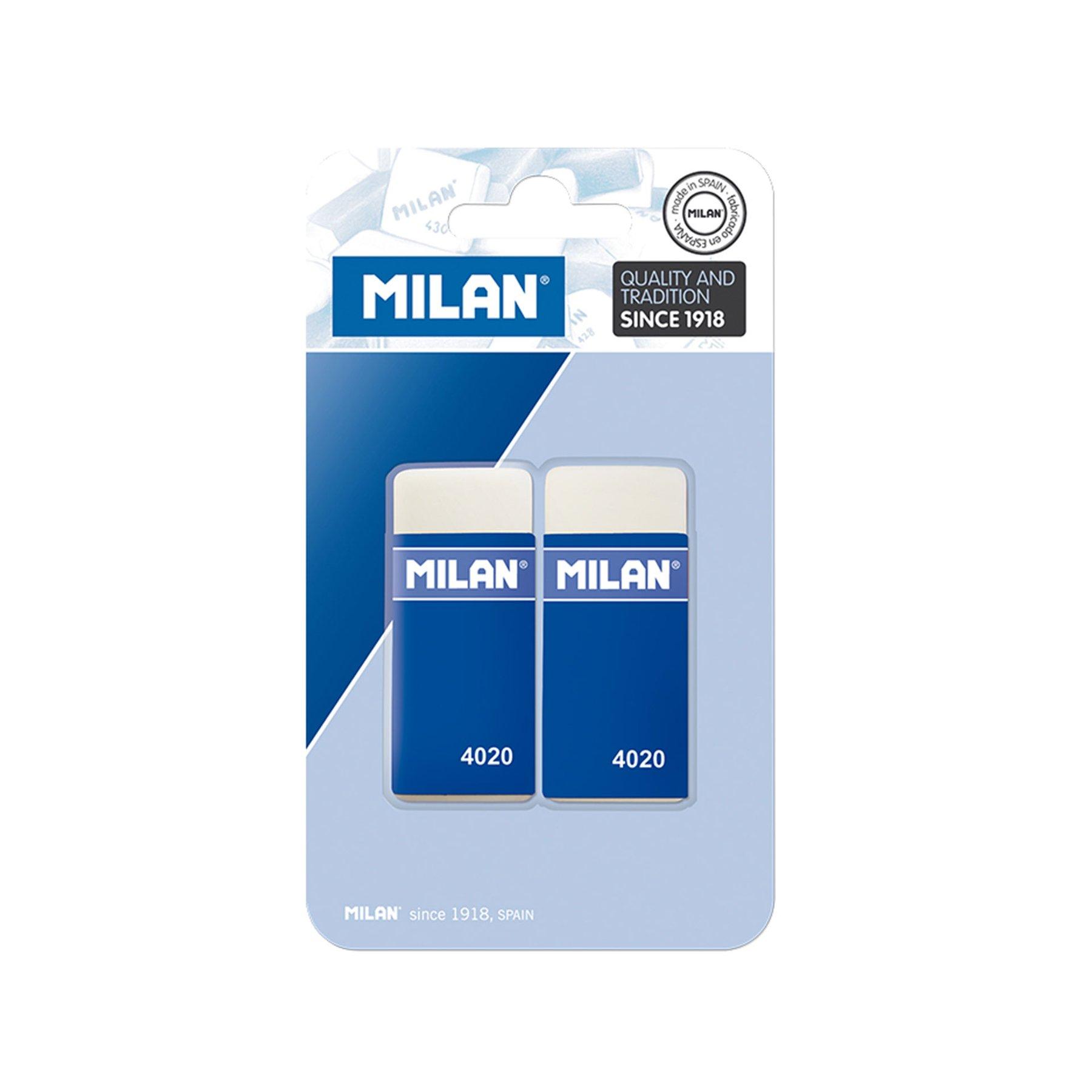 Milan Гума за молив 4020, 2 броя в блистер, опаковка 25 | JAR Computers Milan Гума за молив 4020, 2 броя в блистер, опаковка 25