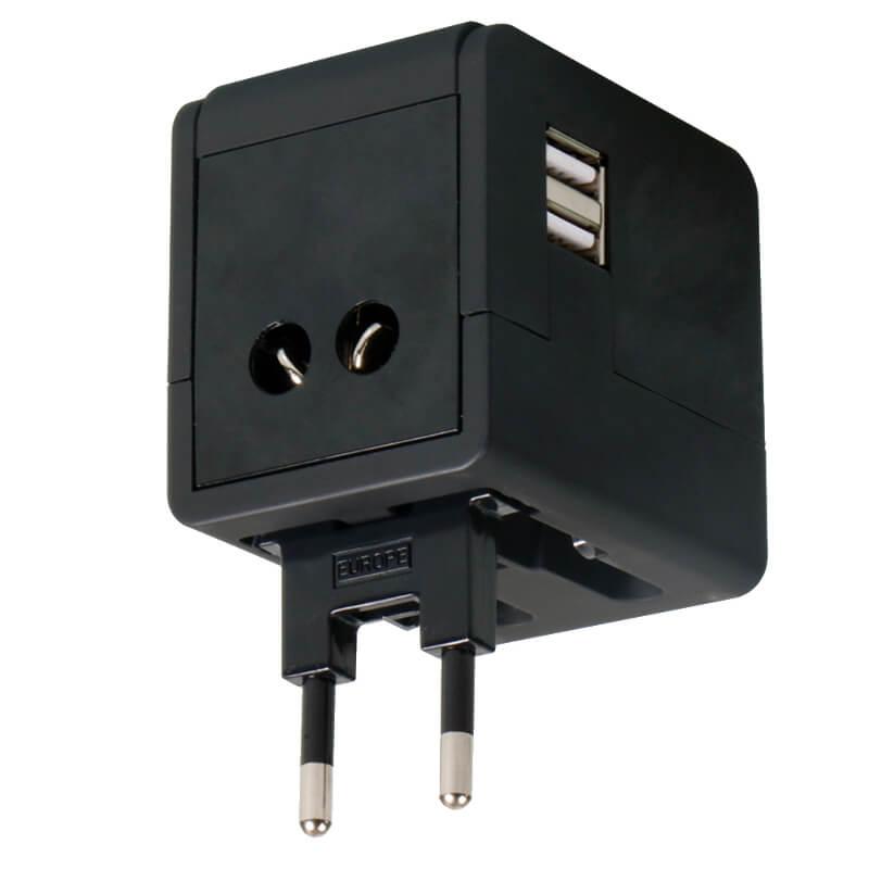 Omega Power Travel Adaptor OTRA3B - USB захранване и преходници за цял свят в едно устройство за мобилни устройства | JAR Computers Omega Power Travel Adaptor OTRA3B - USB захранване и преходници за цял свят в едно устройство за мобилни устройства