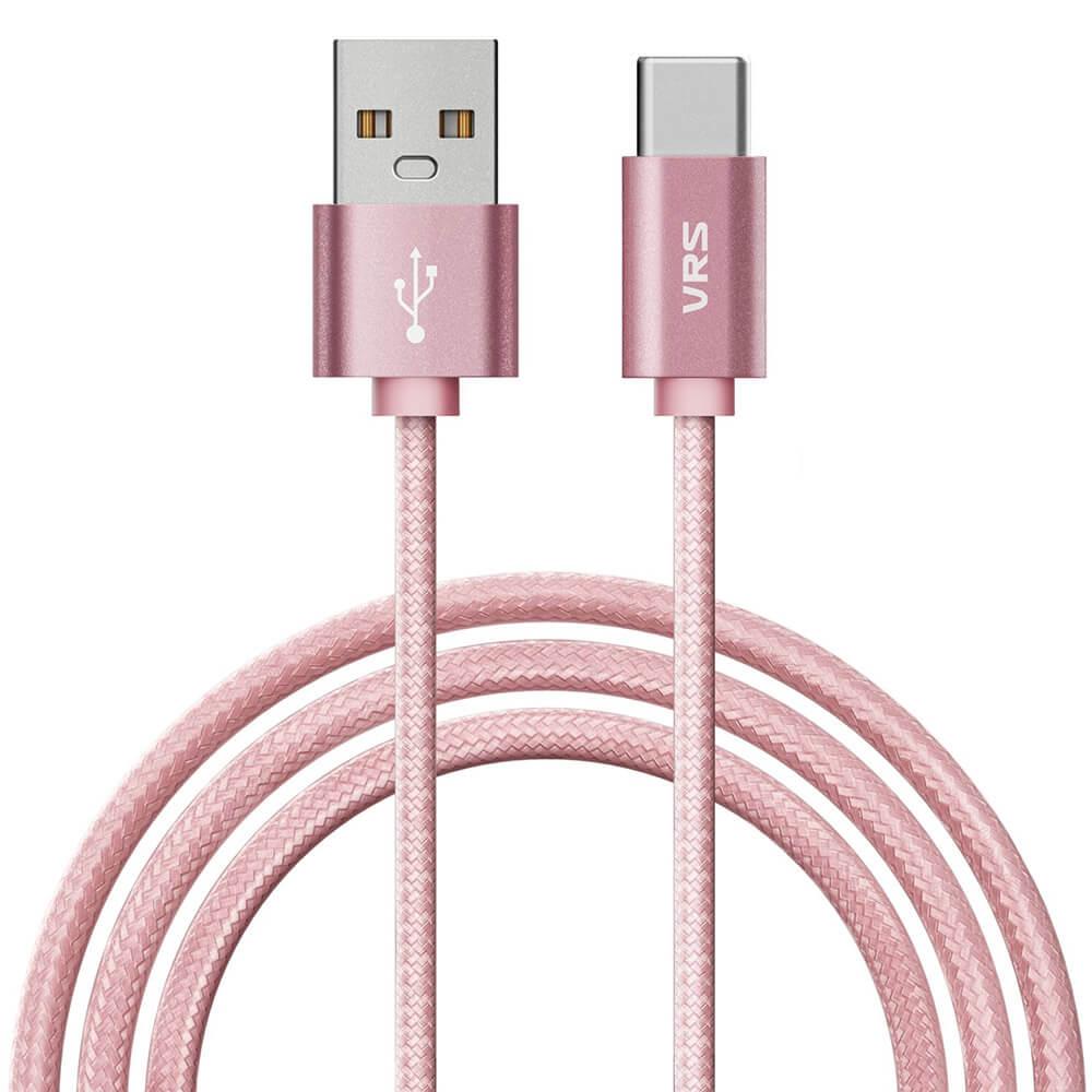 Плетен USB-C кабел за мобилни устройства с USB-C стандарт - Verus Type-C Cable 3.0 (розово злато) | JAR Computers Плетен USB-C кабел за мобилни устройства с USB-C стандарт - Verus Type-C Cable 3.0 (розово злато)