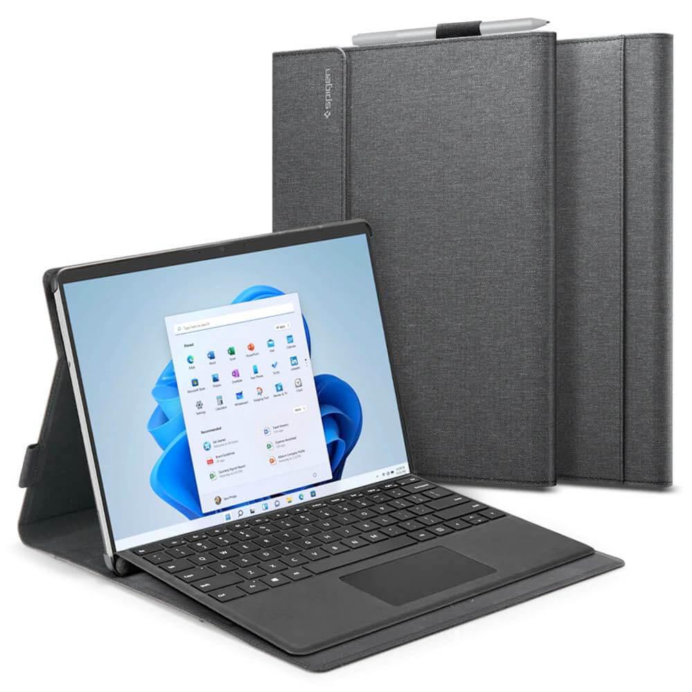 Текстилен калъф и поставка за Microsoft Surface Pro 8, Microsoft Surface Pro 9 - Spigen Folio Stand Case (сив) | JAR Computers Текстилен калъф и поставка за Microsoft Surface Pro 8, Microsoft Surface Pro 9 - Spigen Folio Stand Case (сив)