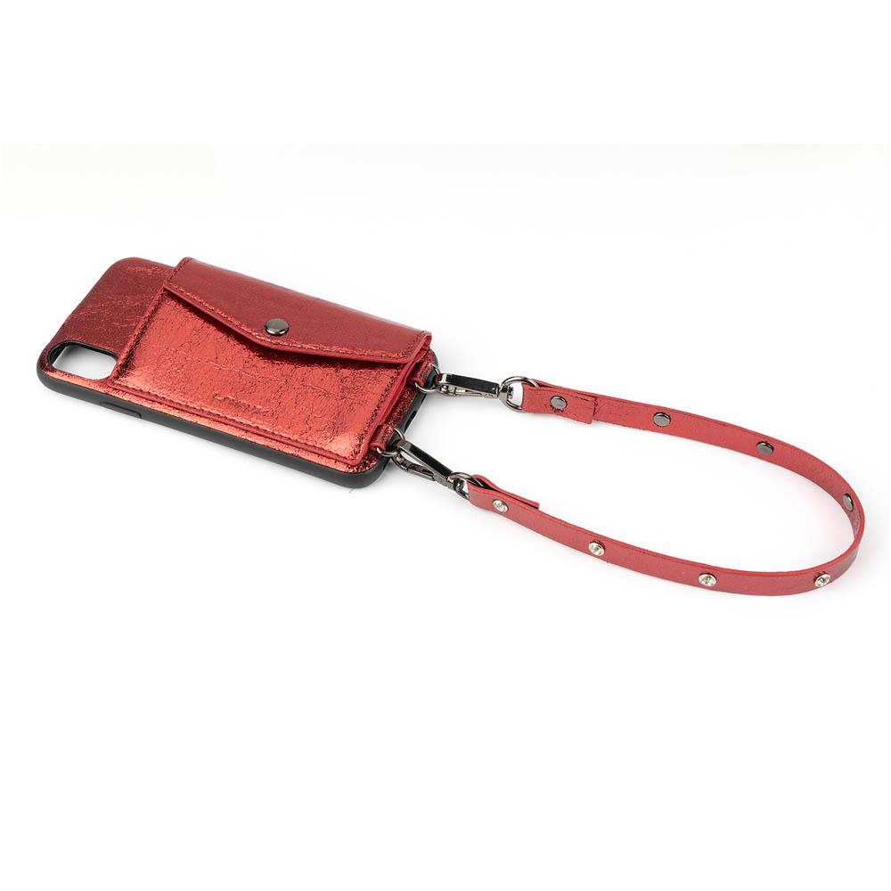 Кожен калъф с джоб и лента за врата за iPhone XS Max - LAVAVIK Cross-Body Phone Purse with Card Compartment (червен) | JAR Computers Кожен калъф с джоб и лента за врата за iPhone XS Max - LAVAVIK Cross-Body Phone Purse with Card Compartment (червен)