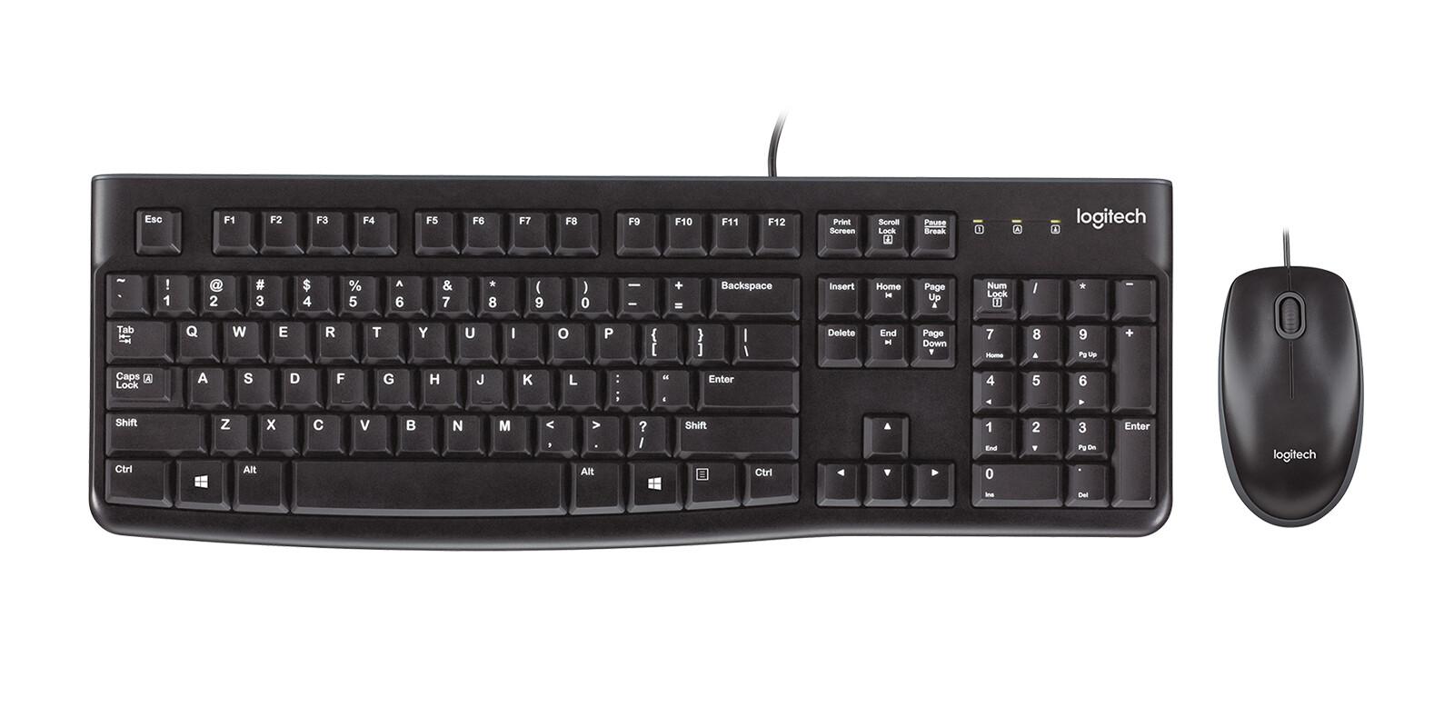 Logitech MK120 клавиатура Включена мишка USB QWERTZ Немски Черен