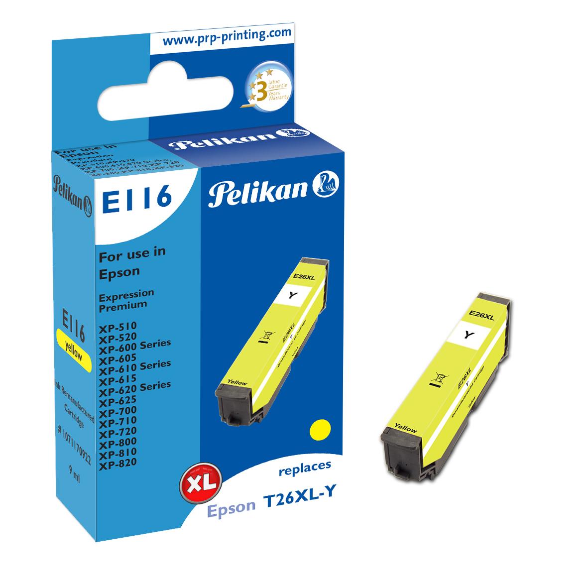 Pelikan E116 глава и патрон за мастиленоструен принтер 1 броя Съвместим Висок (XL) добив Жълт | JAR Computers Pelikan E116 глава и патрон за мастиленоструен принтер 1 броя Съвместим Висок (XL) добив Жълт