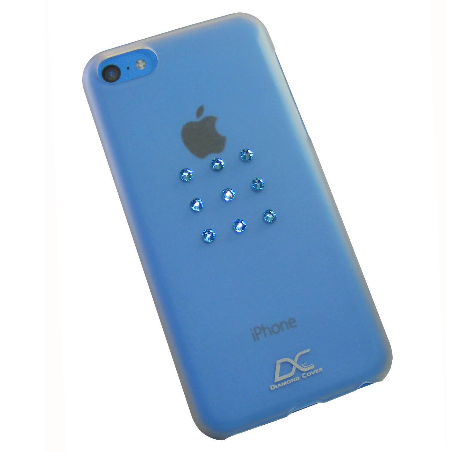 Поликарбонатов кейс за iPhone 5C (с кристали на Сваровски) - Diamond Cover Star Case (със сини камъни) | JAR Computers Поликарбонатов кейс за iPhone 5C (с кристали на Сваровски) - Diamond Cover Star Case (със сини камъни)