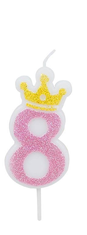 Свещичка за Рожден Ден, Party Go , 6.8 см - Розова със Златна Корона | JAR Computers Свещичка за Рожден Ден, Party Go , 6.8 см - Розова със Златна Корона