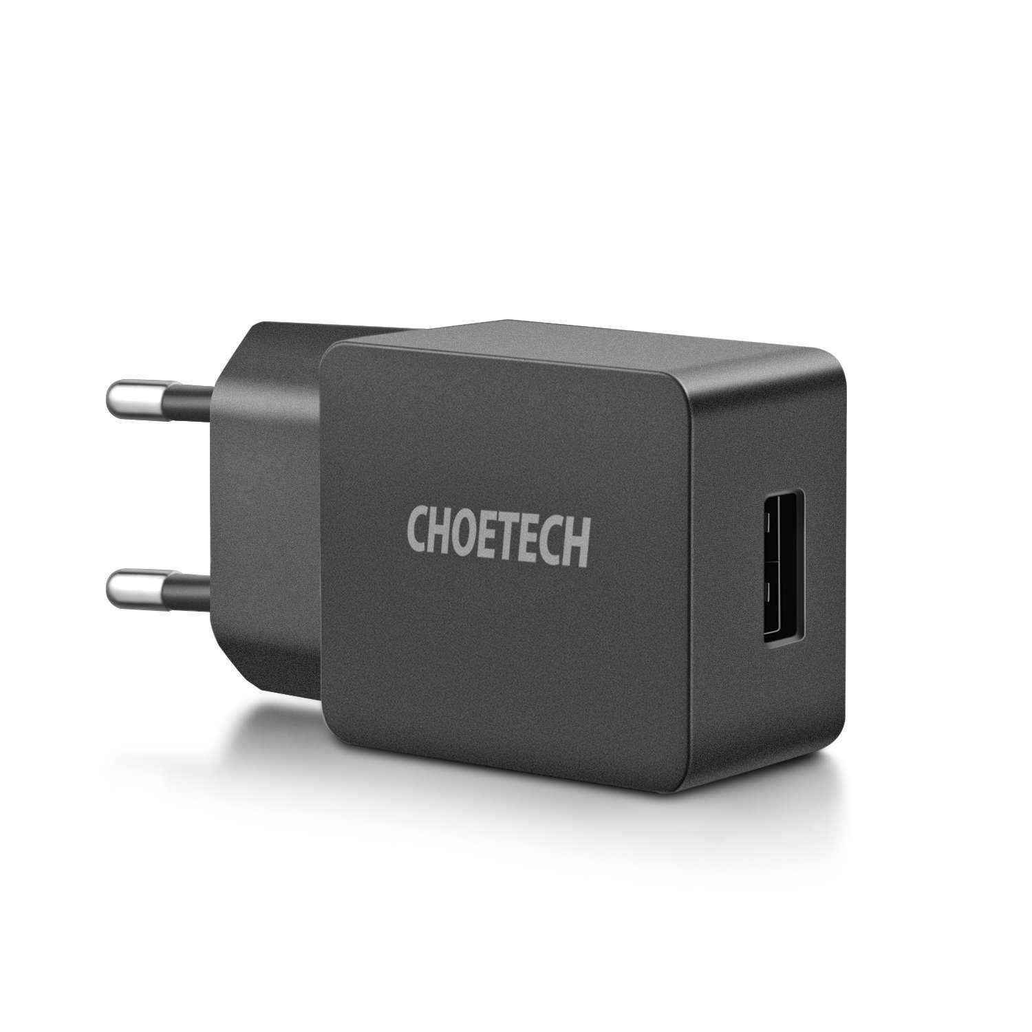 Choetech USB-A Wall Charger 12W - захранване за ел. мрежа с USB-A изход за зареждане на мобилни устройства (черен)