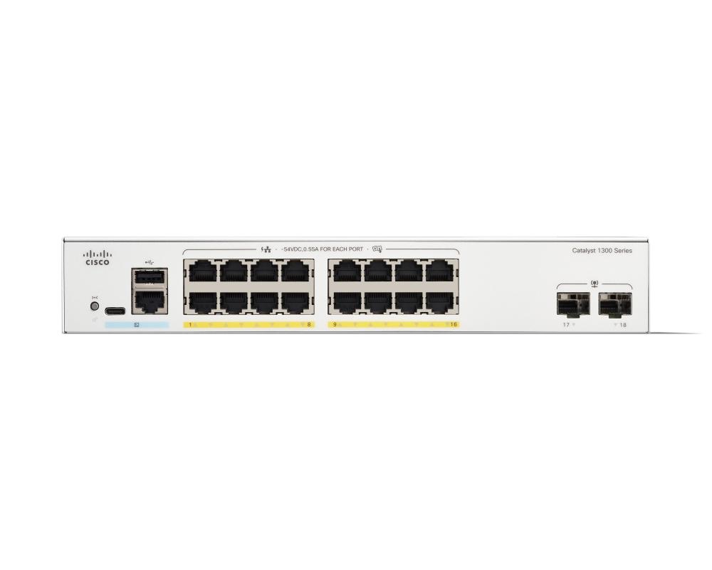 Cisco Catalyst 1300 16-port GE, PoE, 2x1G SFP | JAR Computers Cisco Catalyst 1300 16-port GE, PoE, 2x1G SFP