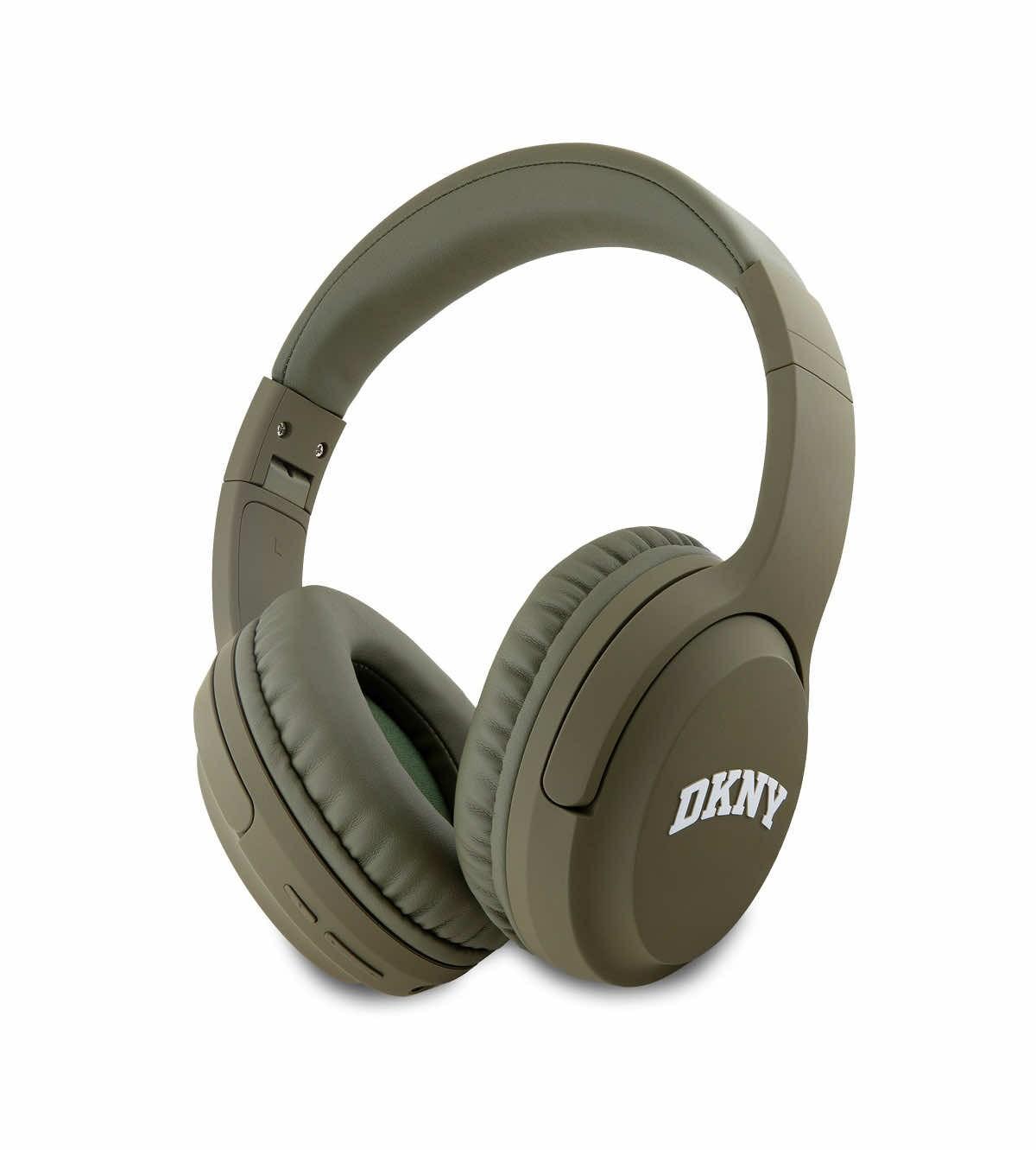 DKNY PU Leather Arch Logo Bluetooth Headphones - безжични блутут слушалки с микрофон за мобилни устройства (зелен)