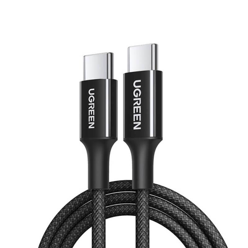 Кабел с въжена оплпетка и бързо зареждане за устройства с USB-C порт - Ugreen USB-C to USB-C Cable L502 100W (100 см) (black) | JAR Computers Кабел с въжена оплпетка и бързо зареждане за устройства с USB-C порт - Ugreen USB-C to USB-C Cable L502 100W (100 см) (black)