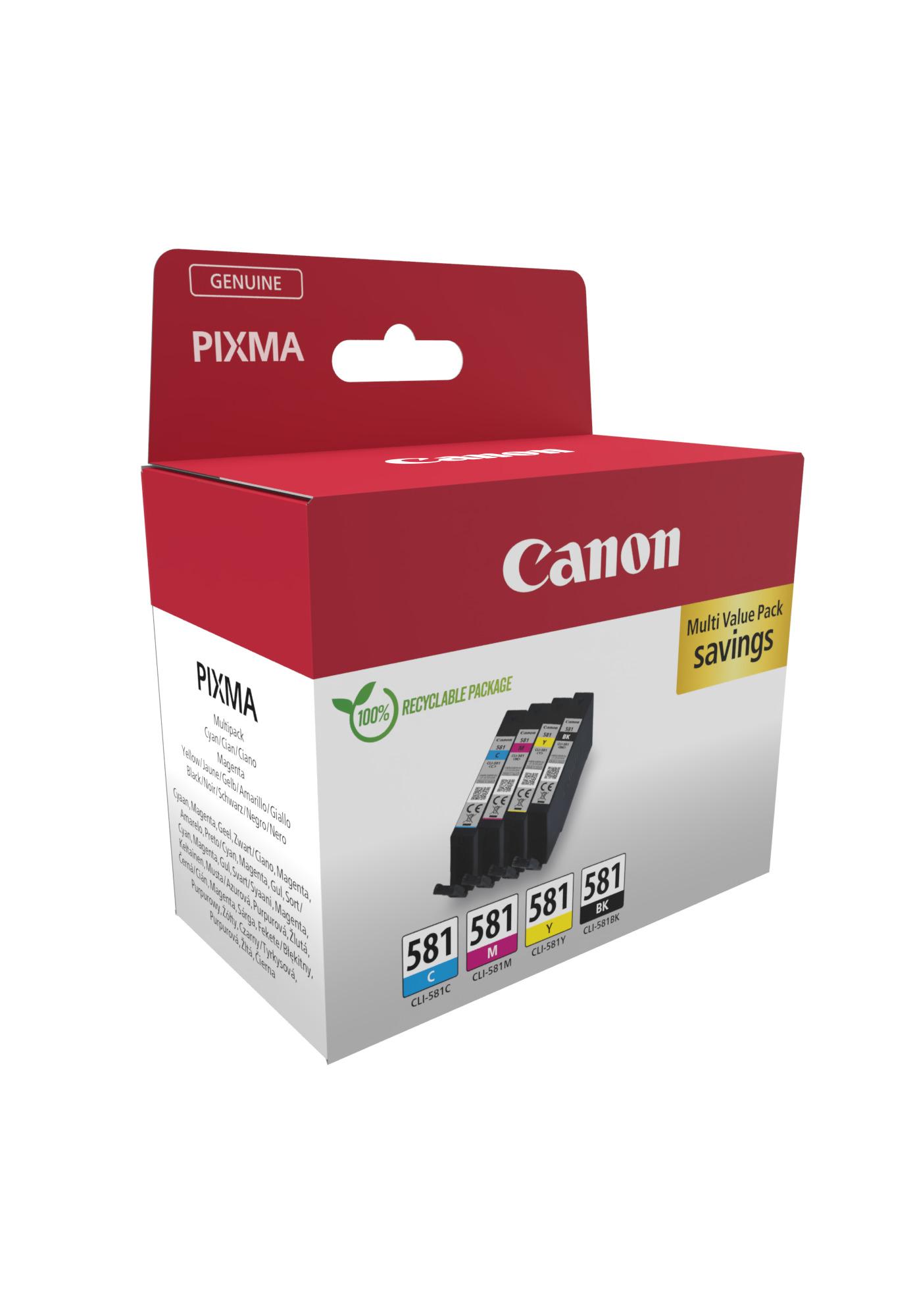 Комплект 4 глави за Canon Pixma TS8100/TS9100/TS9500 Series - Ink - CLI581 (CLI-581) / 2103C007 - BK/C/M/Y - Multipack in Blister - PN 2103C007 | JAR Computers Комплект 4 глави за Canon Pixma TS8100/TS9100/TS9500 Series - Ink - CLI581 (CLI-581) / 2103C007 - BK/C/M/Y - Multipack in Blister - PN 2103C007