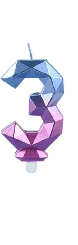 Свещичка,Party Go,цифра 3 синьо и розово 7.5 см | JAR Computers Свещичка,Party Go,цифра 3 синьо и розово 7.5 см
