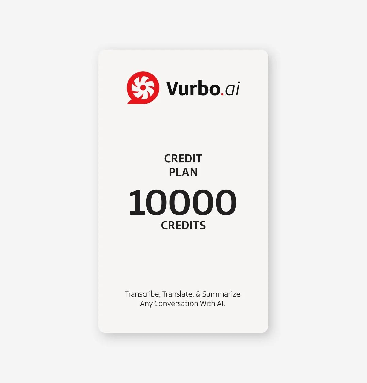 Vurbo.ai Pay-as-you-go Prepaid Pack (10000 Credits - Digital License) | JAR Computers Vurbo.ai Pay-as-you-go Prepaid Pack (10000 Credits - Digital License)