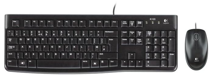 Клавиатура и мишка Logitech MK120, с кабел, черни, USB, без кирилизация
