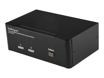 Мрежов комутатор Dual Monitor DisplayPort KVM Switch - 2 Port - USB 2.0 Hub - Audio and Microphone - DP KVM Switch (SV231DPDDUA) - KVM / audio switch - 2
