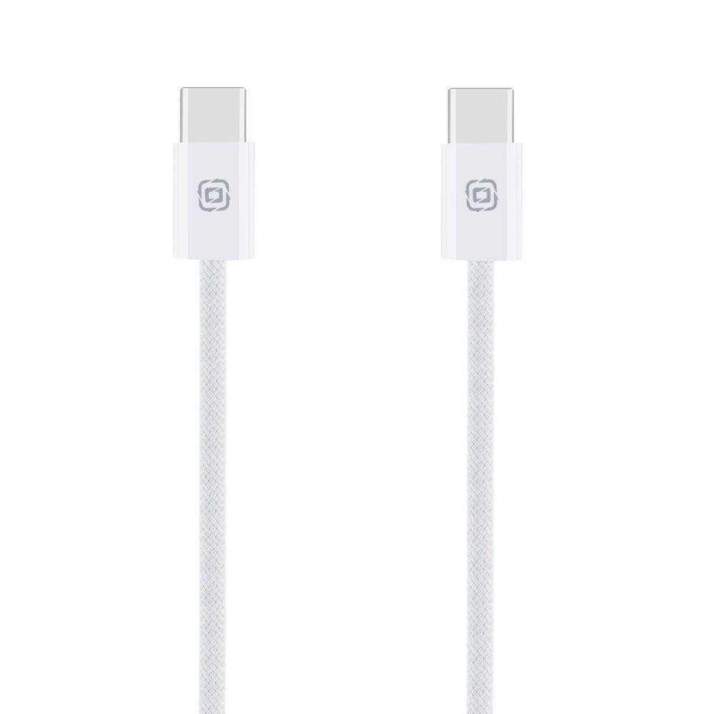 OBALME Super Fast USB-C to USB-C Braided Cable 60W - кабел с въжена оплетка и бързо зареждане за устройства с USB-C порт (100 см) (бял)