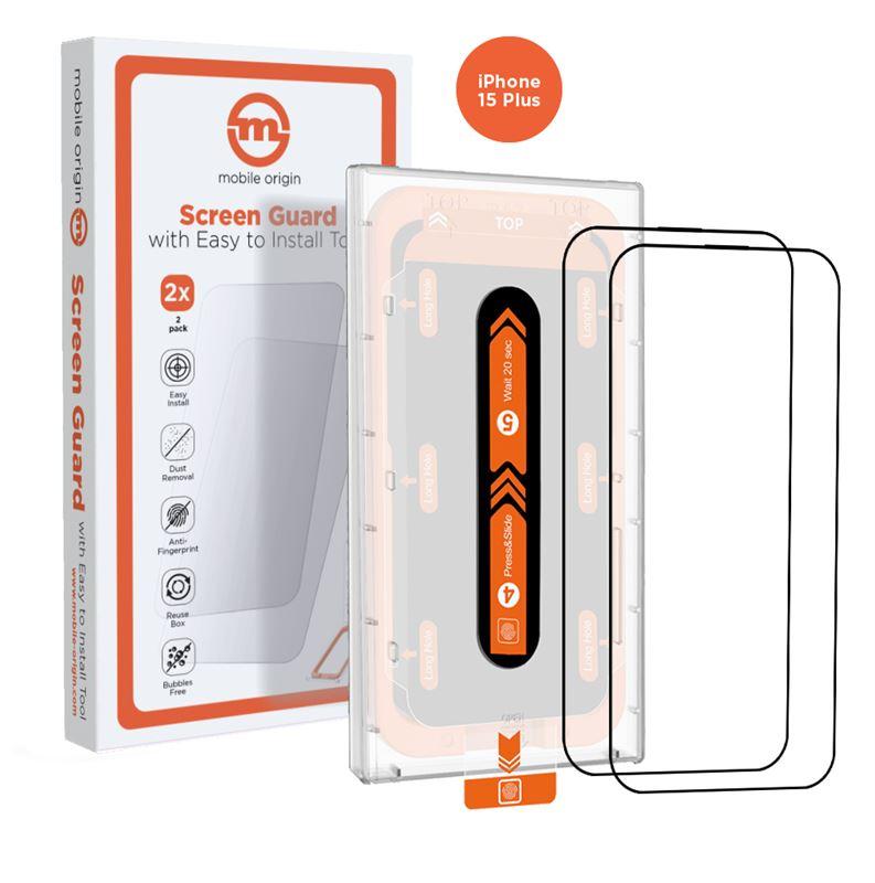 2 броя калени стъклени защитни покрития за дисплея на iPhone 15 Plus - Mobile Origin Screen Guard Tempered Glass 2 Pack (черен-прозрачен) | JAR Computers 2 броя калени стъклени защитни покрития за дисплея на iPhone 15 Plus - Mobile Origin Screen Guard Tempered Glass 2 Pack (черен-прозрачен)
