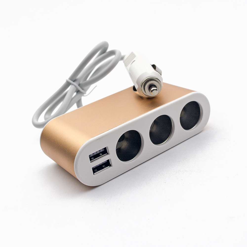 Автомобилно зарядно (DC Car Charger) 12-24V With 3xSocket Adapter Dual USB Interface (5V 1A/3.1A) | JAR Computers Автомобилно зарядно (DC Car Charger) 12-24V With 3xSocket Adapter Dual USB Interface (5V 1A/3.1A)