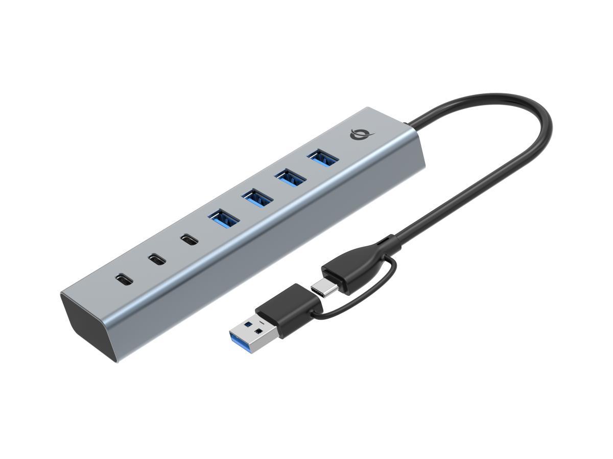Conceptronic HUBBIES20G 7-Port USB 3.0 Hub, 5Gbps, USB-C x 3, USB-A x 4 | JAR Computers Conceptronic HUBBIES20G 7-Port USB 3.0 Hub, 5Gbps, USB-C x 3, USB-A x 4