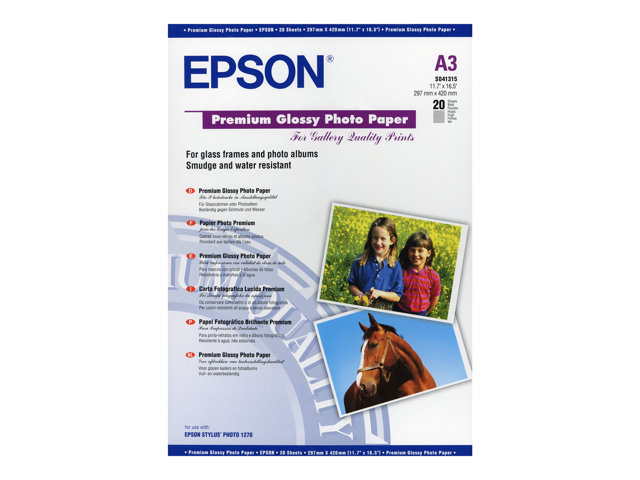 EPSON S041315 Glossy photo paper inkjet 255g/m2 A3 20 sheets 1-pack | JAR Computers EPSON S041315 Glossy photo paper inkjet 255g/m2 A3 20 sheets 1-pack