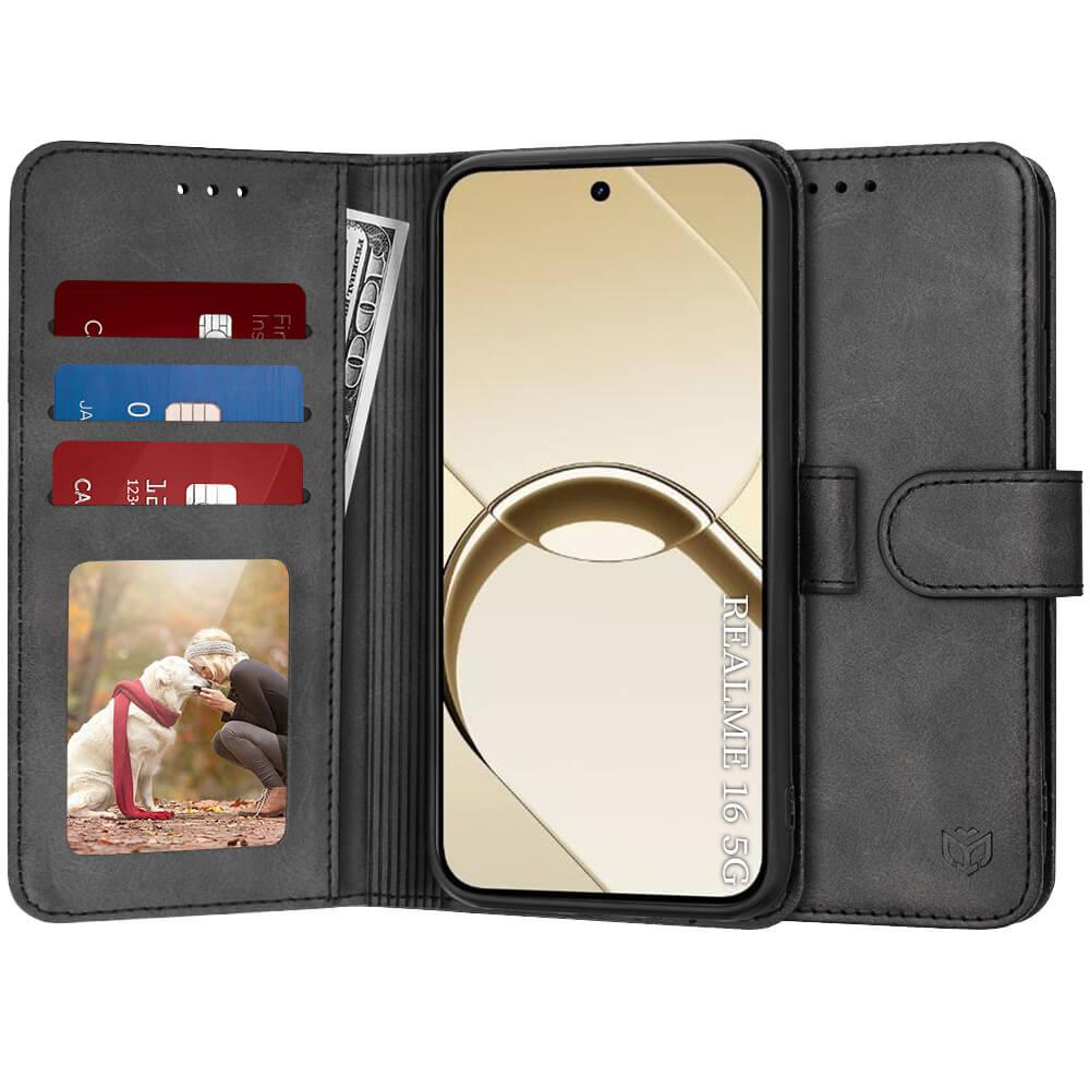 Кожен калъф, тип портфейл за Realme 16 5G - Techsuit Diary Book Wallet Leather Flip Case (черен) | JAR Computers Кожен калъф, тип портфейл за Realme 16 5G - Techsuit Diary Book Wallet Leather Flip Case (черен)