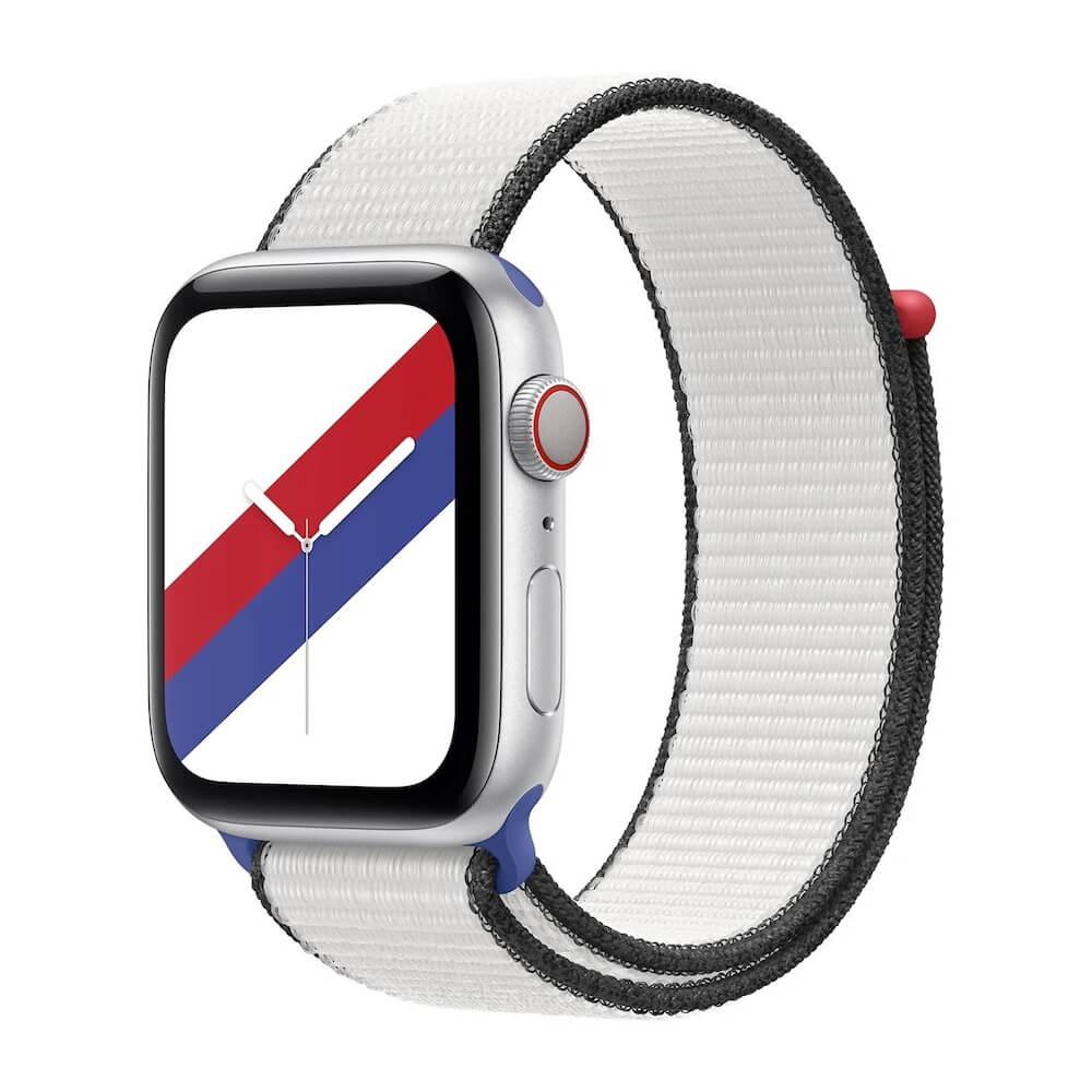 Оригинална текстилна каишка за Apple Watch 42мм, 44мм, 45мм, 46мм, Ultra, Ultra 2 49мм - Apple South Korea Sport Loop (бял-черен) | JAR Computers Оригинална текстилна каишка за Apple Watch 42мм, 44мм, 45мм, 46мм, Ultra, Ultra 2 49мм - Apple South Korea Sport Loop (бял-черен)