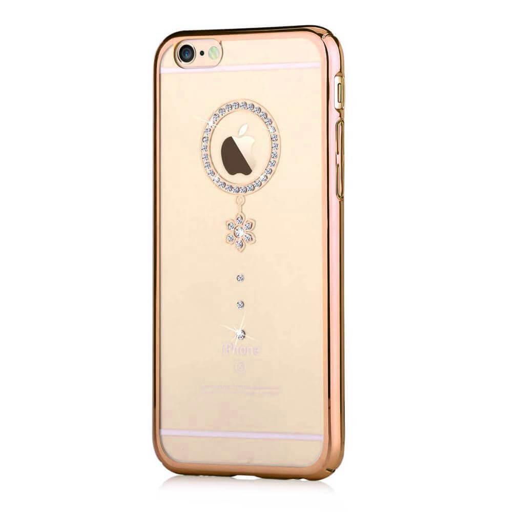 Поликарбонатов кейс за iPhone 6, iPhone 6S (с кристали Сваровски) - Comma Crystal Camelia Case (златист и бели кристали) | JAR Computers Поликарбонатов кейс за iPhone 6, iPhone 6S (с кристали Сваровски) - Comma Crystal Camelia Case (златист и бели кристали)