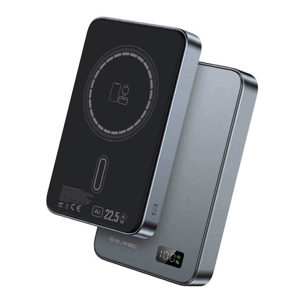 Преносима външна батерия с USB-C порт и безжично зареждане с MagSafe - Blavec Slim Magnetic Wireless Charging Power Bank 10000 mAh 22.5W (сив) | JAR Computers Преносима външна батерия с USB-C порт и безжично зареждане с MagSafe - Blavec Slim Magnetic Wireless Charging Power Bank 10000 mAh 22.5W (сив)