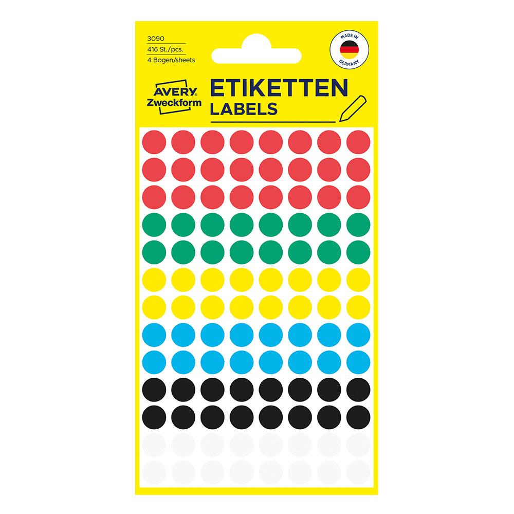 Самоз. кръгчета Avery ф8 асорти 416бр