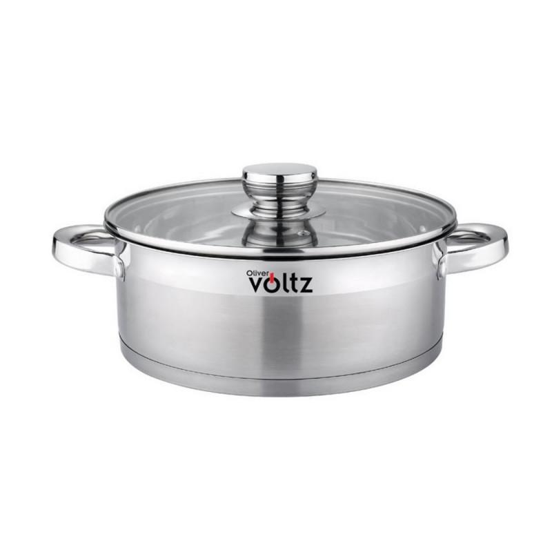 Тенджера Oliver Voltz OV51210Q24, 3.9 л, 24 x 9 см, Плитка, Индукция, Дебело дъно, Инокс