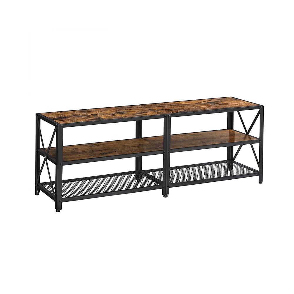 TV Table for TV up to 70 Inches, with Shelves, Steel Frame, Rustic Brown and Black Vasagle (LTV095B01) (VASLTV095B01) | JAR Computers TV Table for TV up to 70 Inches, with Shelves, Steel Frame, Rustic Brown and Black Vasagle (LTV095B01) (VASLTV095B01)