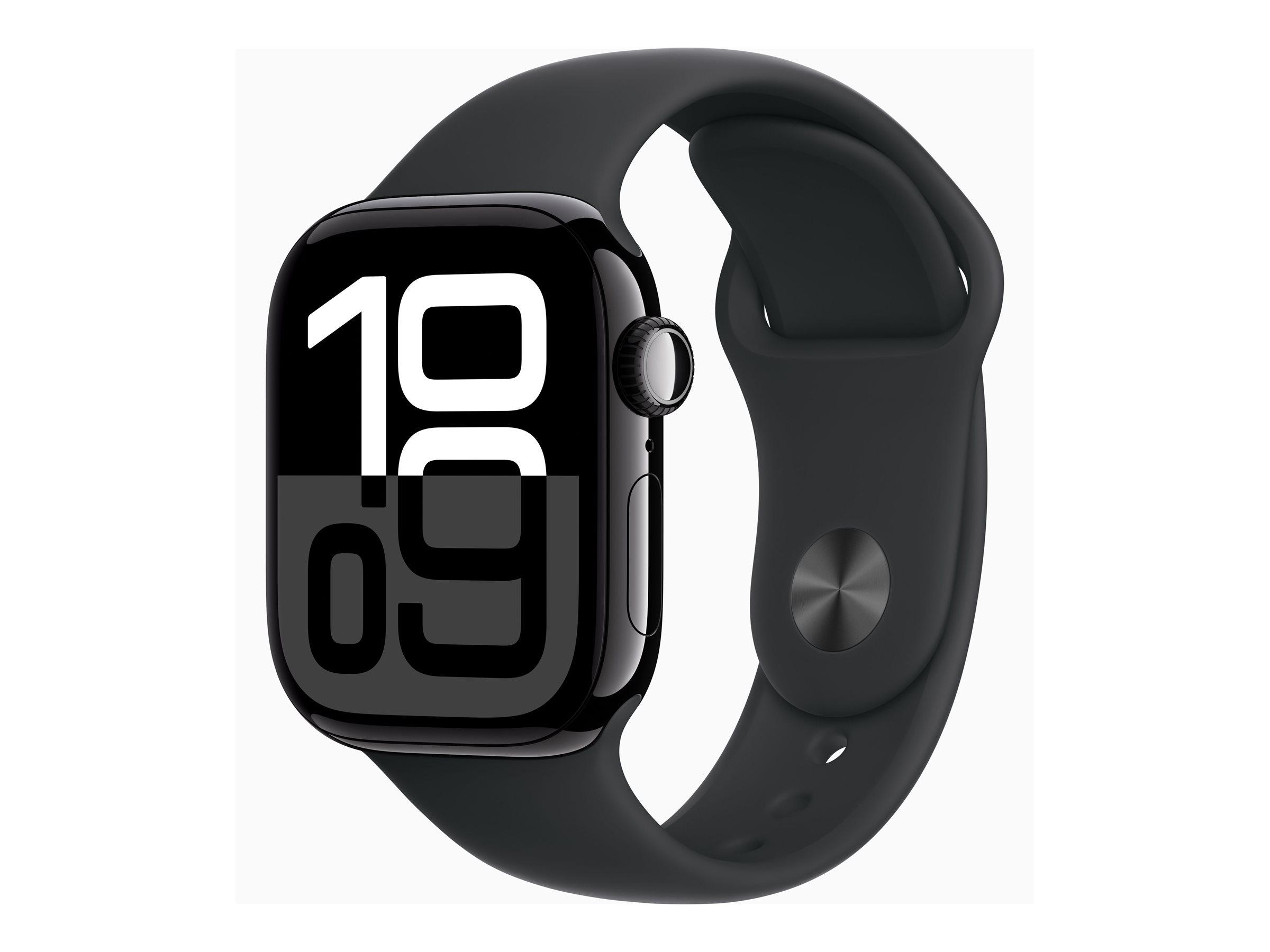 APPLE Watch Series 10 GPS 42mm Jet Black Aluminium Case with Black Sport Band - S/M | JAR Computers APPLE Watch Series 10 GPS 42mm Jet Black Aluminium Case with Black Sport Band - S/M
