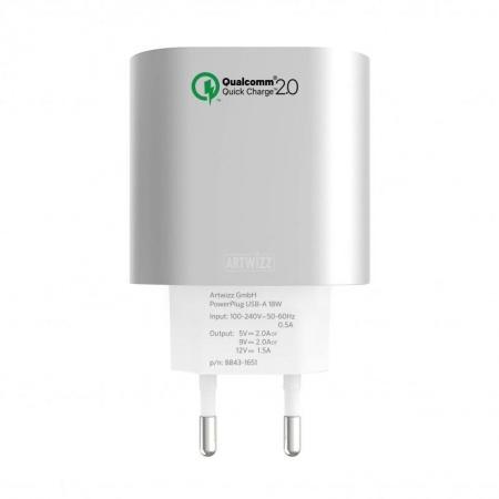 Artwizz PowerPlug USB-A 18W - Qualcomm QuickCharge 2.0 захранване за ел. мрежа с USB-A изход | JAR Computers Artwizz PowerPlug USB-A 18W - Qualcomm QuickCharge 2.0 захранване за ел. мрежа с USB-A изход