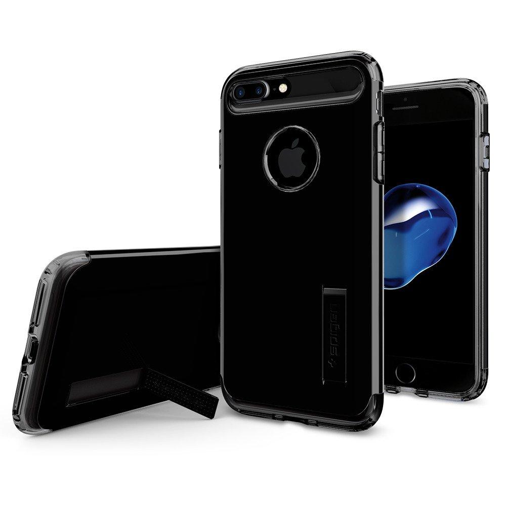 Хибриден кейс с поставка и най-висока степен на защита за iPhone 8 Plus, iPhone 7 Plus - Spigen Slim Armor Case (черен гланц) | JAR Computers Хибриден кейс с поставка и най-висока степен на защита за iPhone 8 Plus, iPhone 7 Plus - Spigen Slim Armor Case (черен гланц)
