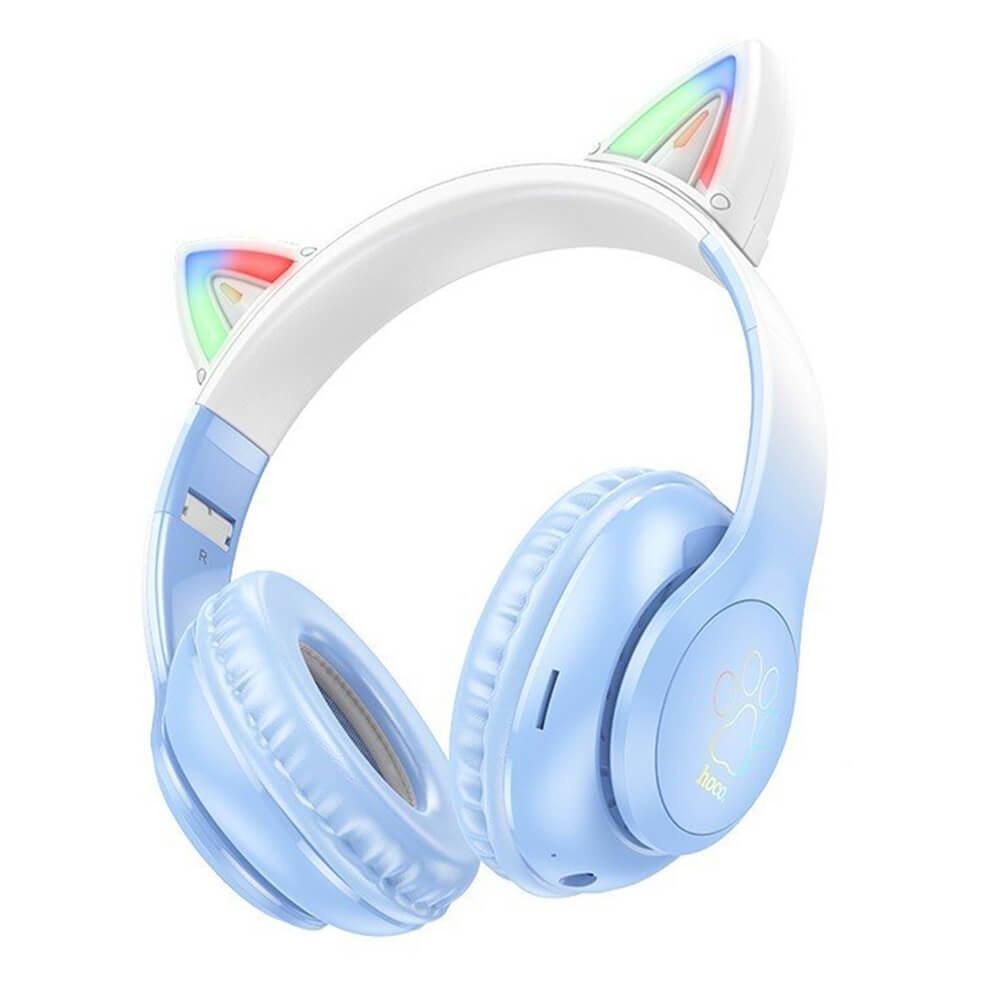 Hoco Cat Ear Kids Wireless Over-Ear Headphones - безжични блутут слушалки, подходящи за деца (син)