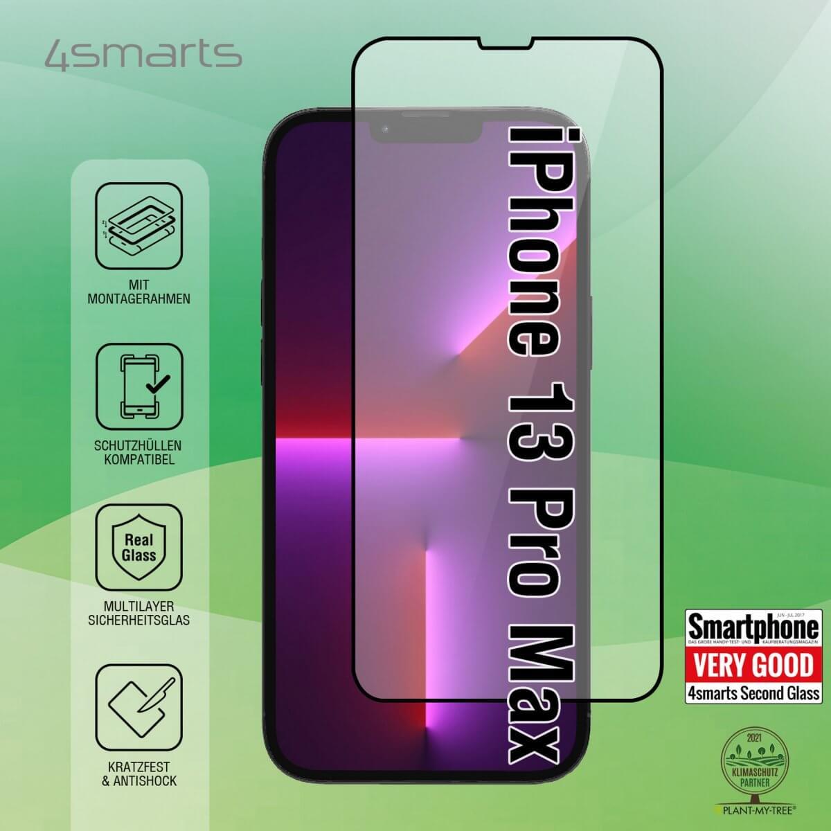 Калено стъклено защитно покритие за дисплея на iPhone 13 Pro Max - 4smarts Second Glass X-Pro Full Cover Glass (черен-прозрачен) | JAR Computers Калено стъклено защитно покритие за дисплея на iPhone 13 Pro Max - 4smarts Second Glass X-Pro Full Cover Glass (черен-прозрачен)