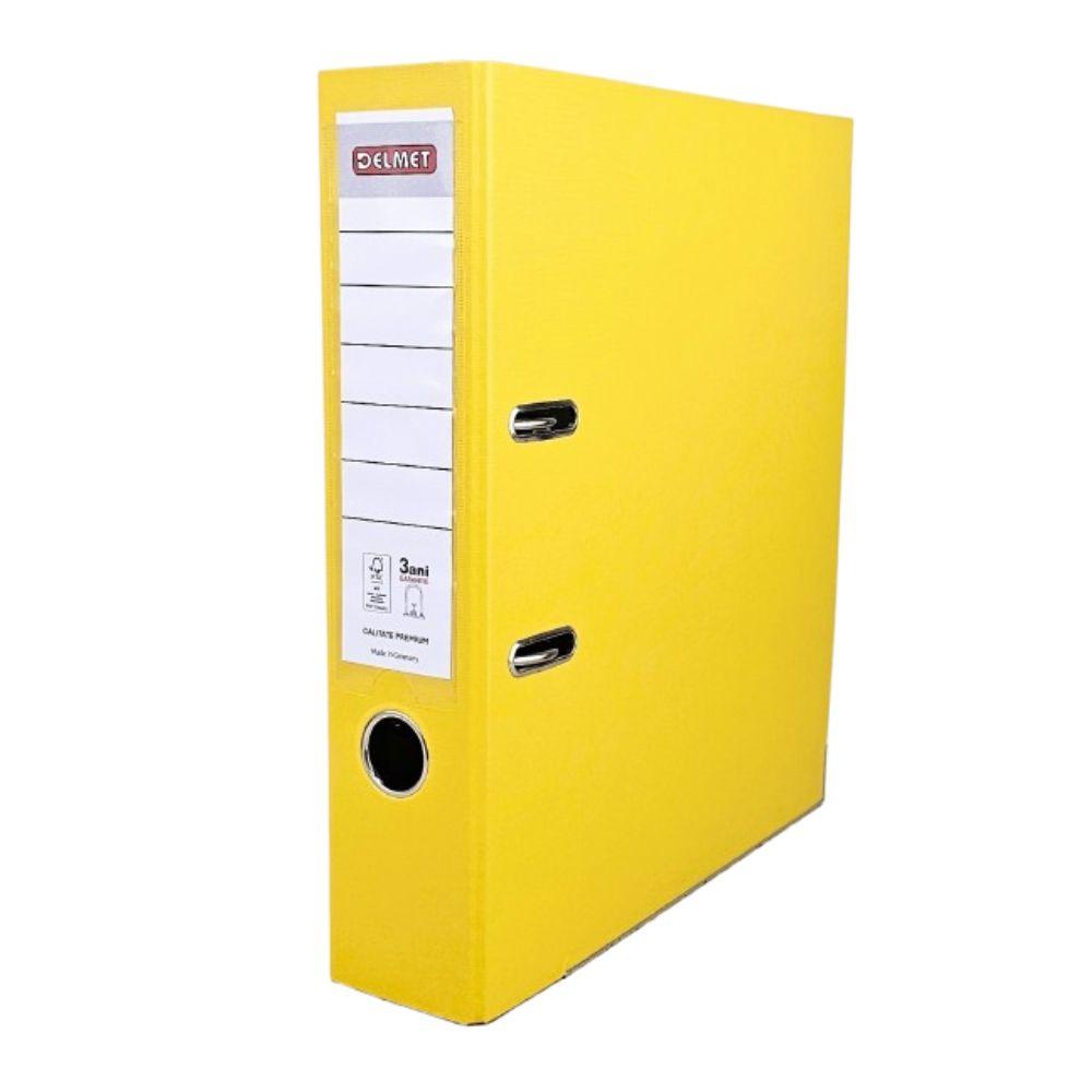 Класьор DELMET, РР, A4, 75 мм, метален кант, сменяем етикет, жълт | JAR Computers Класьор DELMET, РР, A4, 75 мм, метален кант, сменяем етикет, жълт
