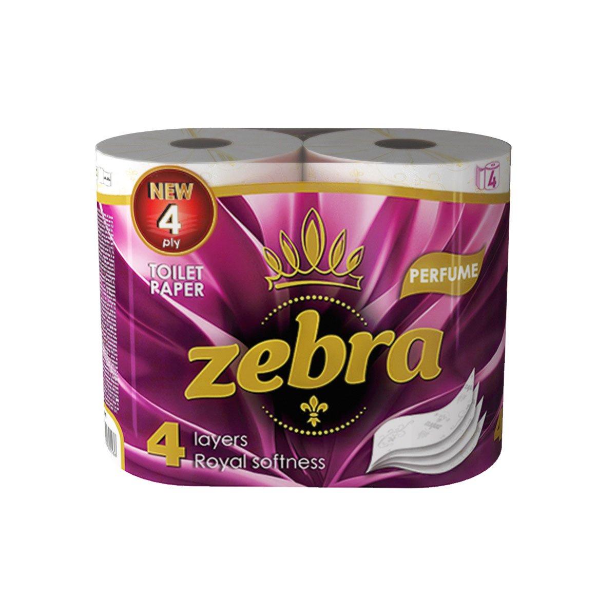 Тоалетна хартия Zebra Perfume, четирипластова, 130 къса, 4 броя | JAR Computers Тоалетна хартия Zebra Perfume, четирипластова, 130 къса, 4 броя