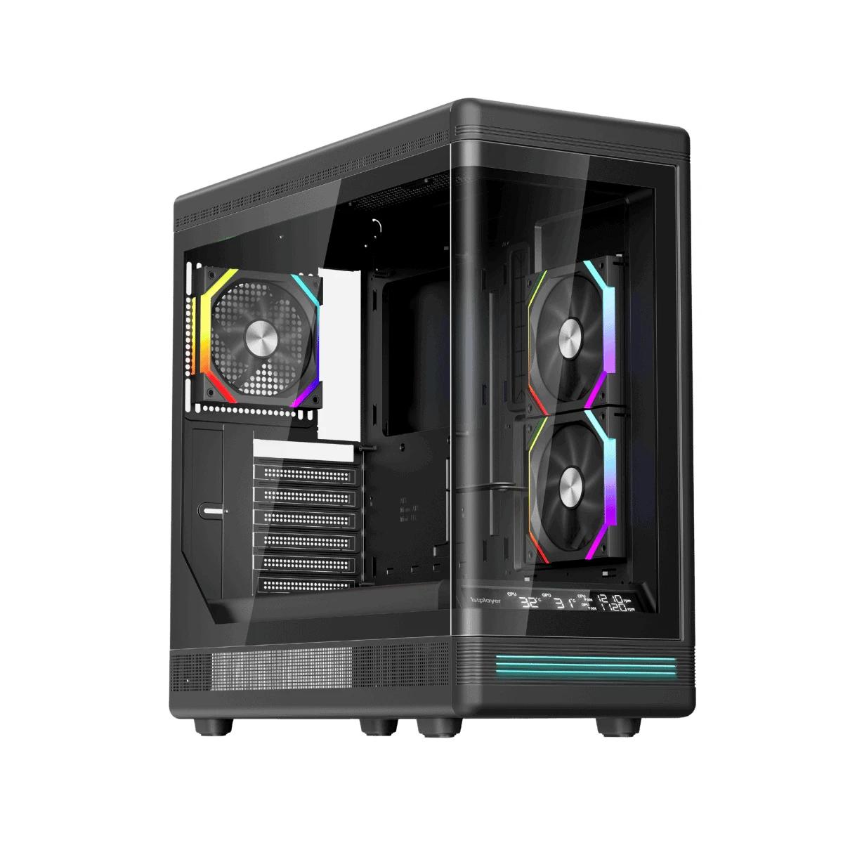 1stPlayer кутия Case ATX - PB8 Black - 3 x 120 mm A-RGB fans included, USB-C | JAR Computers 1stPlayer кутия Case ATX - PB8 Black - 3 x 120 mm A-RGB fans included, USB-C