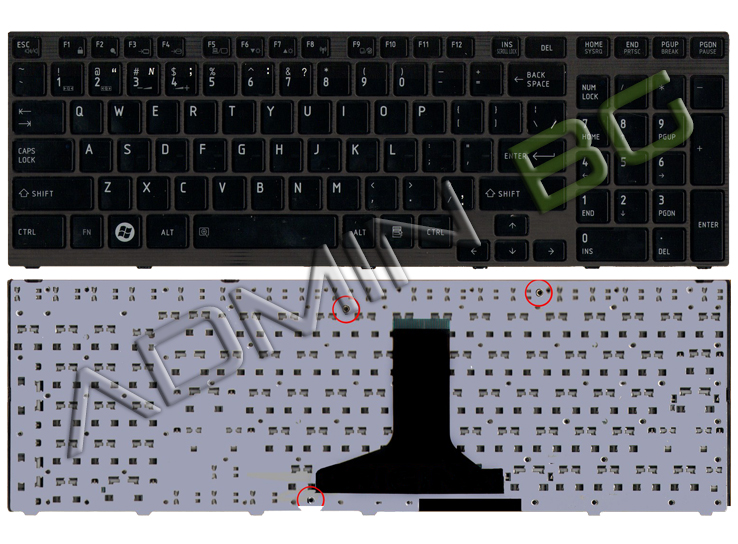 Клавиатура за лаптоп Toshiba Satellite P750 Черна Гланцова с Черна Рамка | JAR Computers Клавиатура за лаптоп Toshiba Satellite P750 Черна Гланцова с Черна Рамка