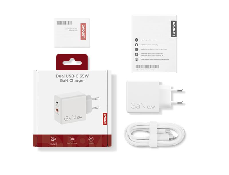 LENOVO DUAL 65W USB-C ADAPT WH | JAR Computers LENOVO DUAL 65W USB-C ADAPT WH