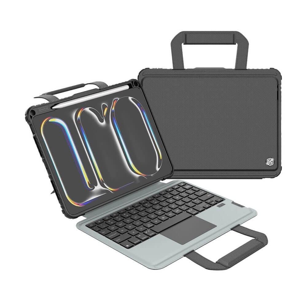 Nillkin Bumper GO Backlit Keyboard Protective Case - удароустойчив кейс, с отделяща клавиатура и поставка за iPad Pro 11 (2024) (черен)