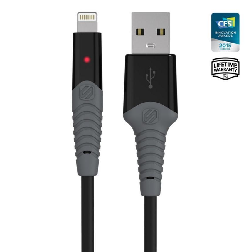 Подсилен кабел за iPhone, iPad и устройства с Lightning порт - Scosche StrikeLine LED Rugged Lightning Cable (с доживотна гаранция) | JAR Computers Подсилен кабел за iPhone, iPad и устройства с Lightning порт - Scosche StrikeLine LED Rugged Lightning Cable (с доживотна гаранция)