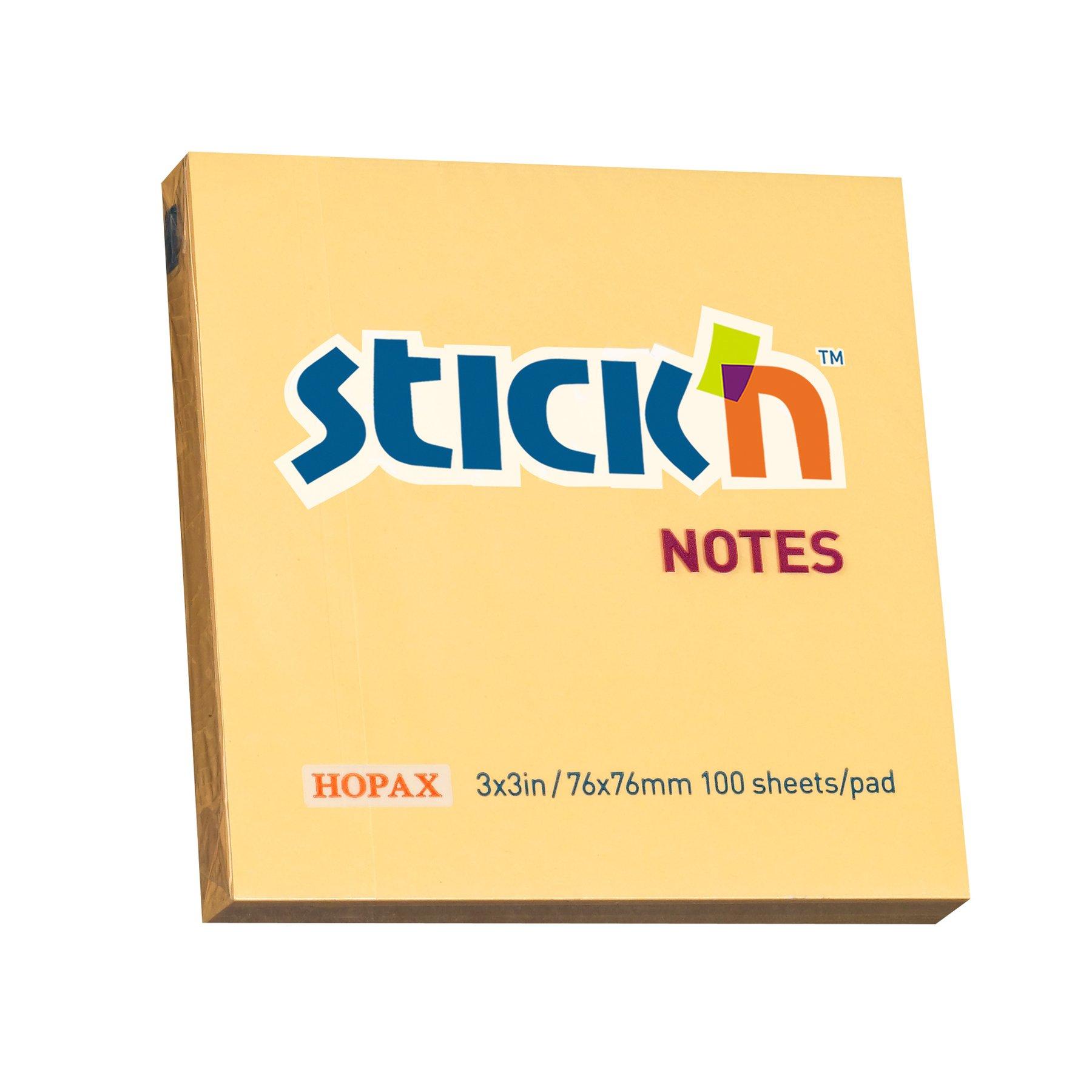 Stick'n Самозалепващи се листчета, 76 x 76 mm, пастелни, оранжеви, 100 листа