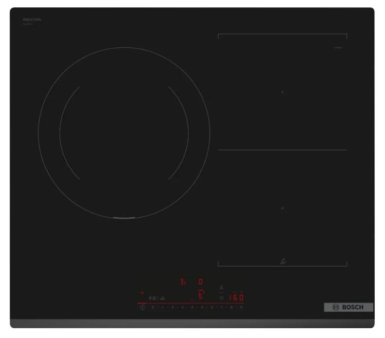 Bosch PVJ631HC1E, SER6, Induction hob, 60 cm, 3 cooking zones, Combi zone, DirectSelect, PerfectFry Plus, HC, Black