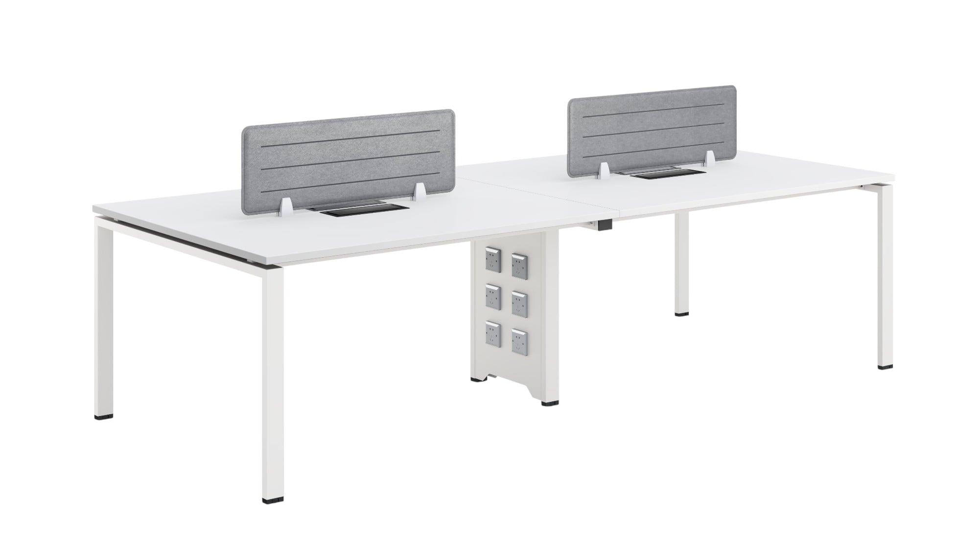 Бюро RFG Бенч Monaco, четириместно, 2800 х 1200 х 750 mm, ПДЧ 25 mm, метални крака, бяло