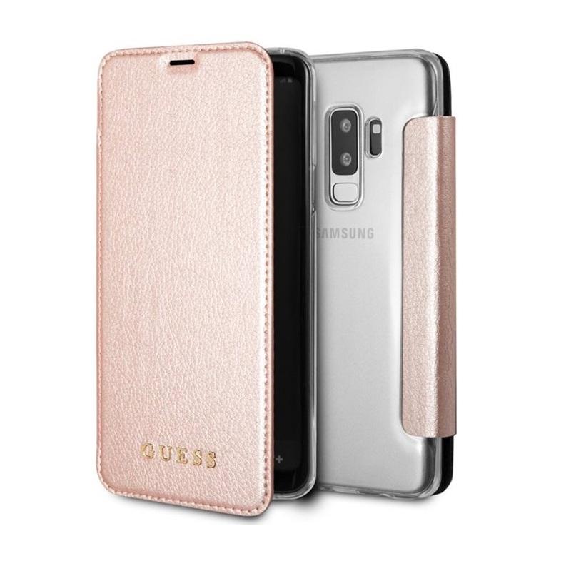 Дизайнерски кожен калъф, тип портфейл за Samsung Galaxy S9 Plus - Guess Iridescent Book Case (розово злато) | JAR Computers Дизайнерски кожен калъф, тип портфейл за Samsung Galaxy S9 Plus - Guess Iridescent Book Case (розово злато)
