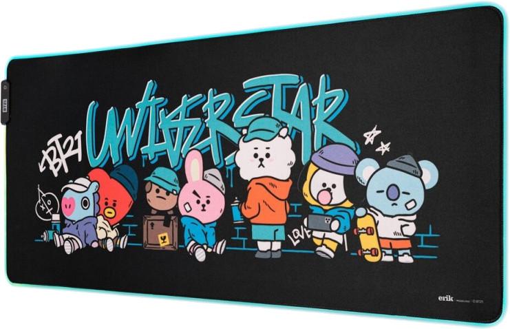 Гейминг подложка за мишка Grupo Erik - BT21, XXL, мека, черна