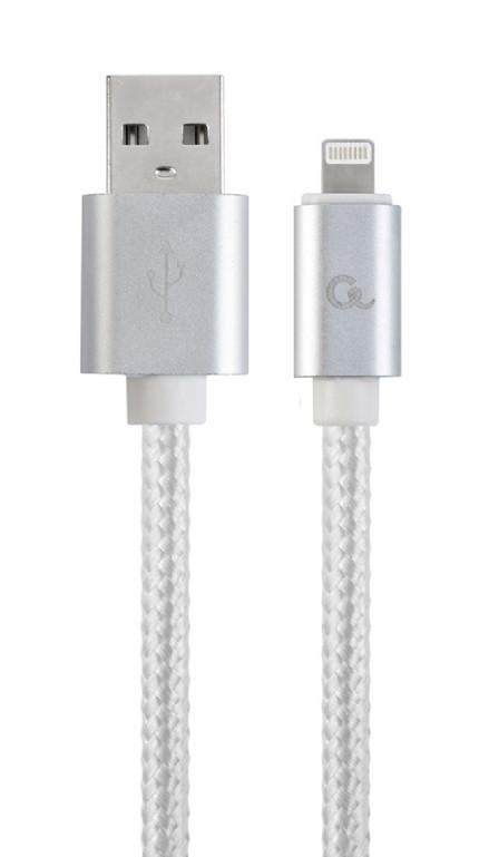 Кабел GEMBIRD Cotton braided Type-C USB cable with metal connectors, 1.8 m, silver color, blister