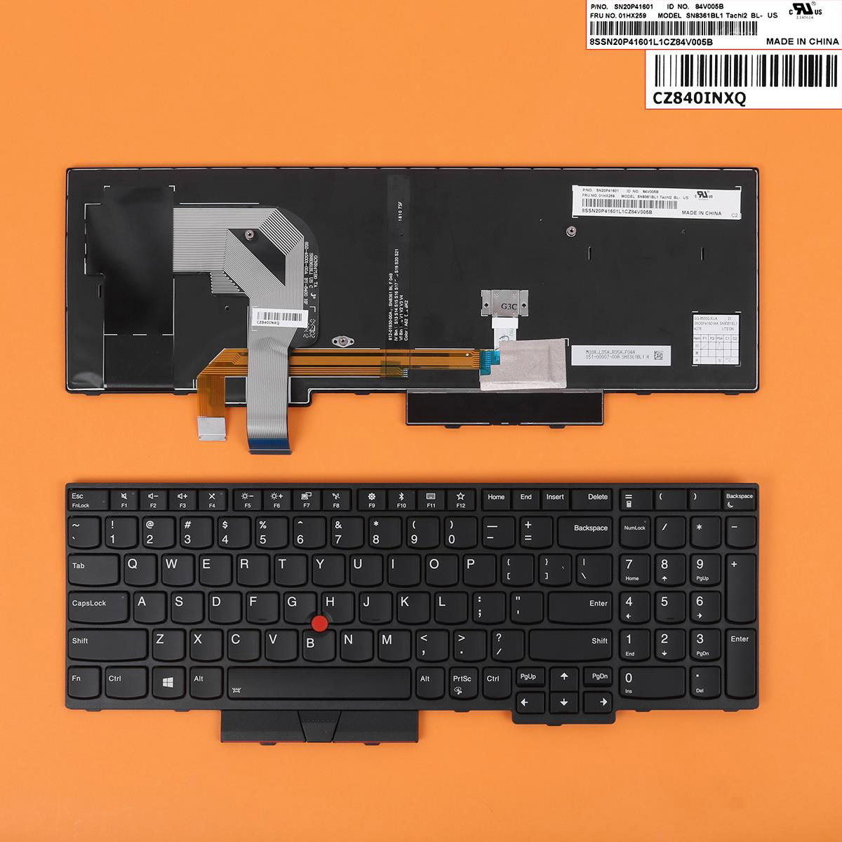 Клавиатура за лаптоп Lenovo ThinkPad T570 T580 P51S Черна с Черна Рамка с Пойнтинг стик С Подсветка  / Black Frame Black With Pointing Stick With Backlit | JAR Computers Клавиатура за лаптоп Lenovo ThinkPad T570 T580 P51S Черна с Черна Рамка с Пойнтинг стик С Подсветка  / Black Frame Black With Pointing Stick With Backlit